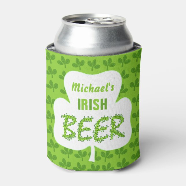 Rafraichisseur De Cannettes Bière irlandaise Shamrock personnalisé Vert (Can devant)
