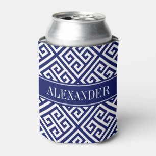 Rafraichisseur De Cannettes Bleu marine clé grecque diagonale blanche monogram