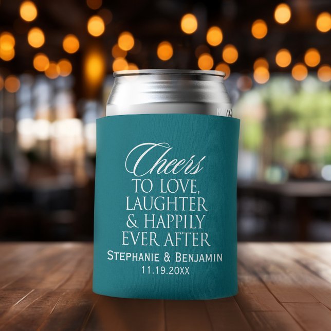 Rafraichisseur De Cannettes Bravo d'aimer le rire heureux toujours après Maria (Wedding and Anniversary Can Cooler - Personalize with names and dates)