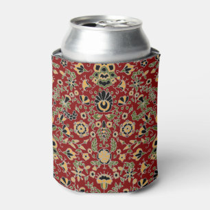 Rafraichisseur De Cannettes Broderie folle Jaune, Vert, Noir sur Rouge profond