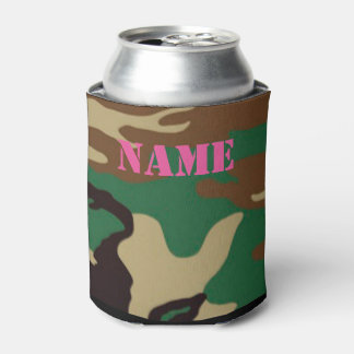 Rafraichisseur De Cannettes Camouflage en bois ~ Nom personnalisé / Initiales