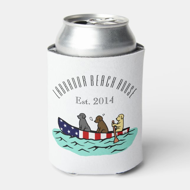 Rafraichisseur De Cannettes Canoeing Labrador Beach House Can Cooler (Can devant)