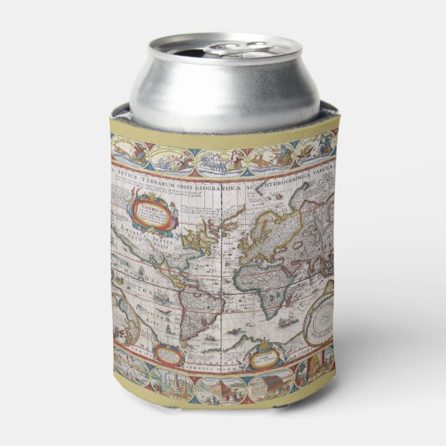Rafraichisseur De Cannettes Carte du monde antique monogramme personnalisé peu (Can devant)