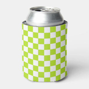 Rafraichisseur De Cannettes Checkered Lime Green and White