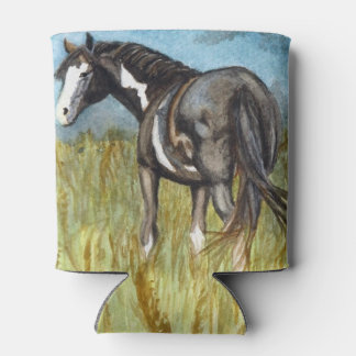 Rafraichisseur De Cannettes Cheval de peinture noir et blanc Aquarelle Art