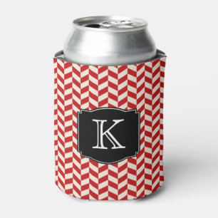 Rafraichisseur De Cannettes Chevrons Red Herringbone Motif avec Monogramme