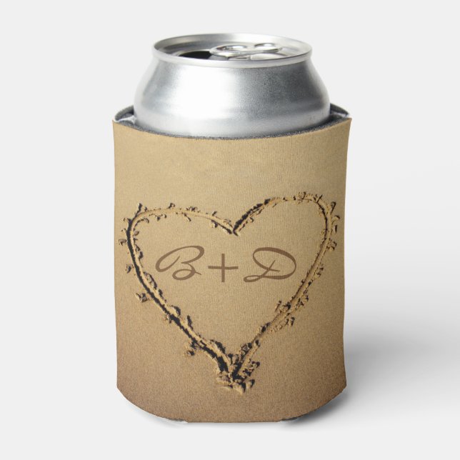 Rafraichisseur De Cannettes Coeur dans le sable avec l'amour Monograms (Can devant)