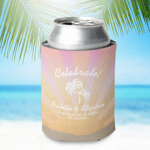 Rafraichisseur De Cannettes Cool Tropical Beach Wedding Palm Tree, Sun, Sand