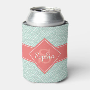 Rafraichisseur De Cannettes Corail monogramme et Motif diamant de menthe