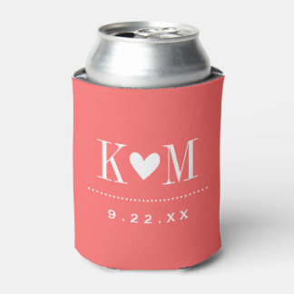 Rafraichisseur De Cannettes Coral Moderne Mariage Monogramme