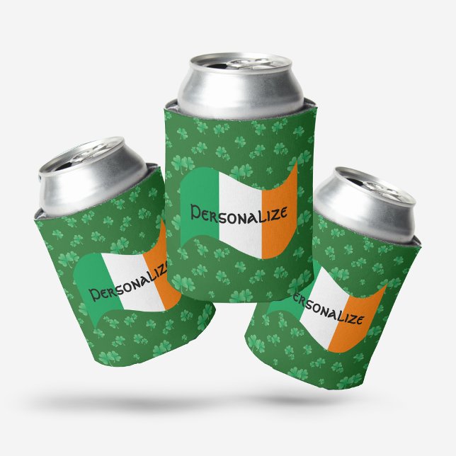 Rafraichisseur De Cannettes Drapeau Irlandais avec Trèfles (Créateur téléchargé)