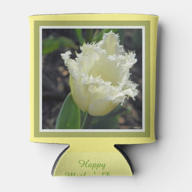 Rafraichisseur De Cannettes Elégante Tulipe blanche effilée avec design de bor (Devant)
