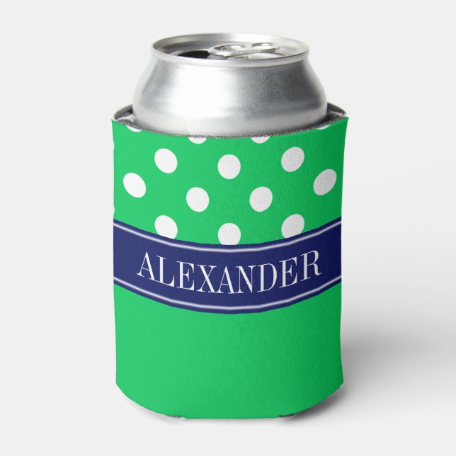 Rafraichisseur De Cannettes Emerald Grn Wht LG Polka Dot CB Nom de la marine M (Can devant)