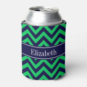 Rafraichisseur De Cannettes Emerald Navy LG Chevron Navy Blue Name monogram