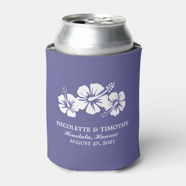 Rafraichisseur De Cannettes Fleurs d'Hibiscus tropicaux | Dark Lavender Mariag (Can devant)