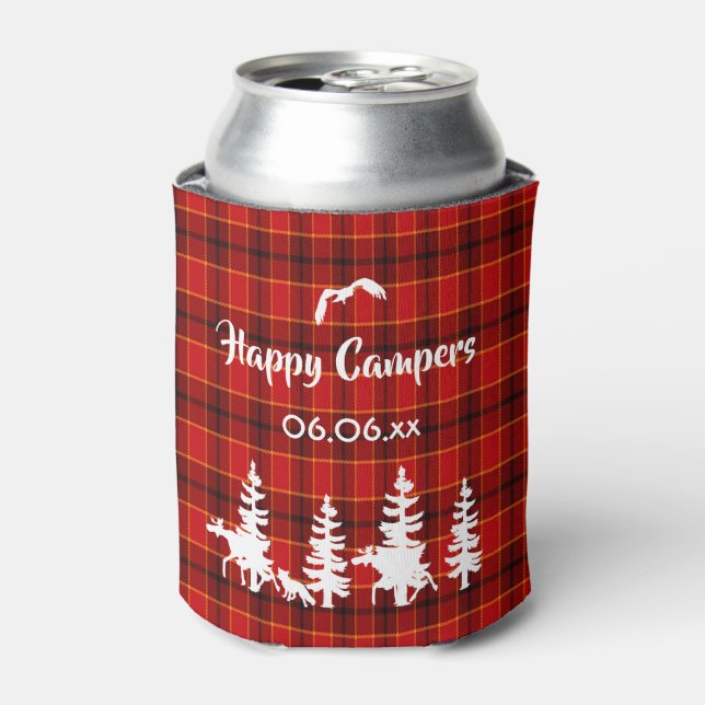 Rafraichisseur De Cannettes Happy Campers Lumberjack thème rouge plaid motif (Can devant)