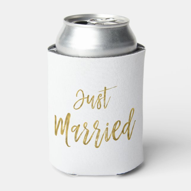 Rafraichisseur De Cannettes Juste Marié Gold Foil Anniversaire Can Cooler (Can devant)