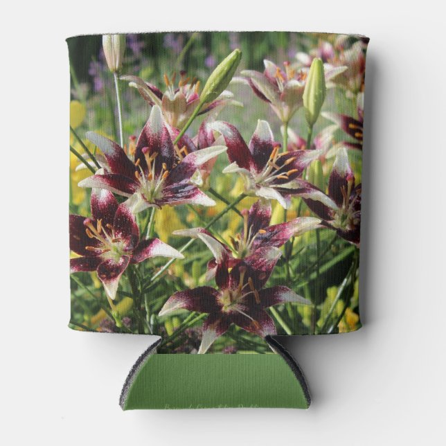 Rafraichisseur De Cannettes Lys Asiatiques De Crème Bourgogne, Lys Jaunes (Devant)