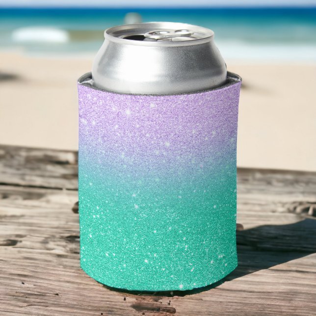 Rafraichisseur De Cannettes Mermaid purple teal aqua glitter ombre gradient (Mermaid purple teal aqua glitter ombre gradient can cooler)