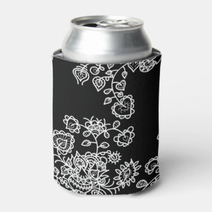 Rafraichisseur De Cannettes Moderne Motif de dentelle noir et blanc tendance