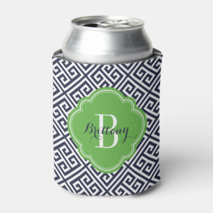 Rafraichisseur De Cannettes Monogramme de clé bleu marine et vert grec
