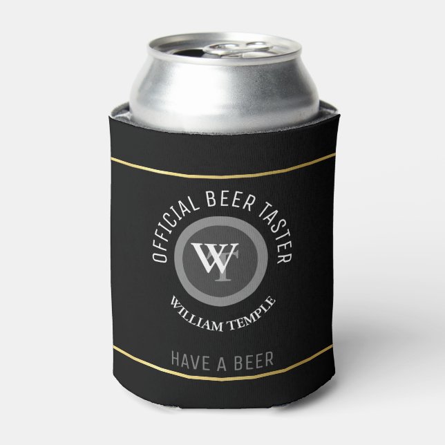 Rafraichisseur De Cannettes monogramme de dégustation de bière (nom/initiales) (Can devant)