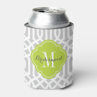 Rafraichisseur De Cannettes Monogramme de treillis gris et vert