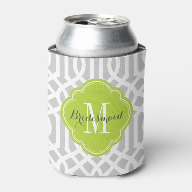 Rafraichisseur De Cannettes Monogramme de treillis gris et vert (Can devant)