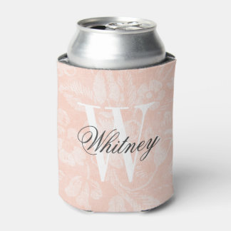Rafraichisseur De Cannettes Monogramme d'impression Vintage rose pâle