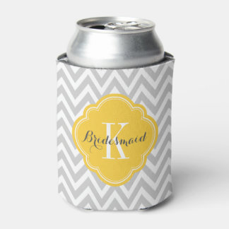 Rafraichisseur De Cannettes Monogramme gris et jaune de Chevron