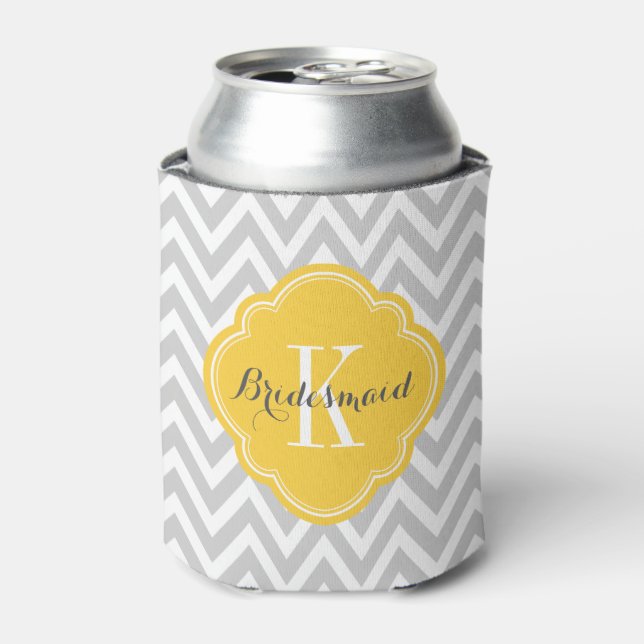 Rafraichisseur De Cannettes Monogramme gris et jaune de Chevron (Can devant)