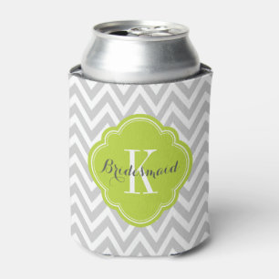 Rafraichisseur De Cannettes Monogramme gris et vert de Chevron
