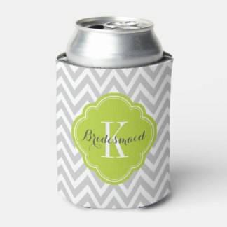 Rafraichisseur De Cannettes Monogramme gris et vert de Chevron