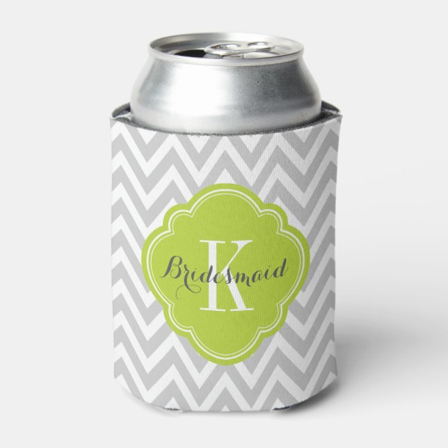 Rafraichisseur De Cannettes Monogramme gris et vert de Chevron (Can devant)