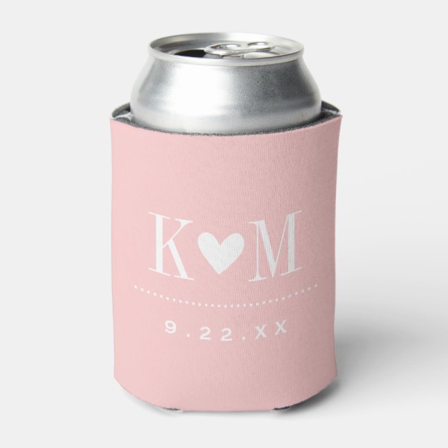 Rafraichisseur De Cannettes Monogramme Mariage moderne rose clair (Can devant)