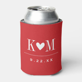 Rafraichisseur De Cannettes Monogramme Mariage moderne rouge