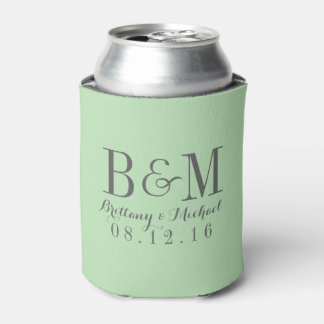 Rafraichisseur De Cannettes Monogramme moderne Mariage Mint vert