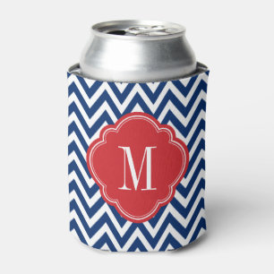 Rafraichisseur De Cannettes Monogramme rouge blanc et bleu Chevron