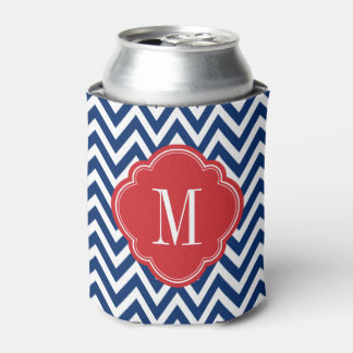 Rafraichisseur De Cannettes Monogramme rouge blanc et bleu Chevron