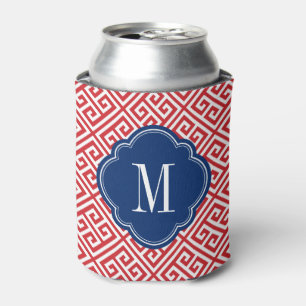 Rafraichisseur De Cannettes Monogramme rouge blanc et bleu grec
