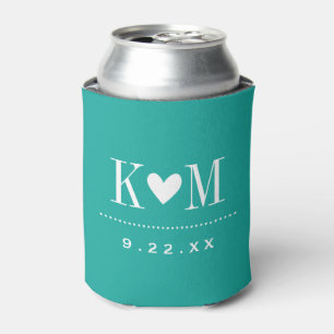 Rafraichisseur De Cannettes Monogramme turquoise moderne Mariage