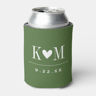 Rafraichisseur De Cannettes Moss Green Moderne Mariage Monogramme