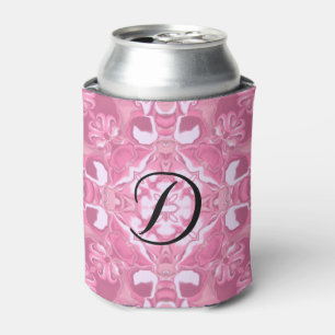 Rafraichisseur De Cannettes Motif de kaléidoscope rose moyen Monogramme #2