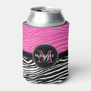 Rafraichisseur De Cannettes Motif de monogramme d'impression de zèbre de rose