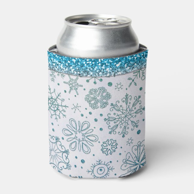 Rafraichisseur De Cannettes Motif de Parties scintillant bleu Snowflake (Can devant)