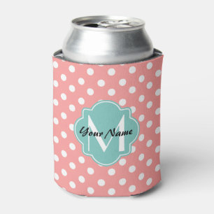 Rafraichisseur De Cannettes Motif des Pois de corail clair monogramme