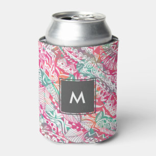 Rafraichisseur De Cannettes motif floral tribal rose tiré par la main fémini