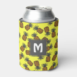 Rafraichisseur De Cannettes motif tropical peint à la main coloré d'ananas