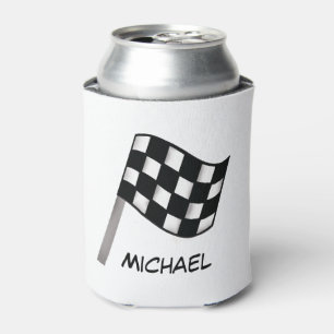 Rafraichisseur De Cannettes Nom Checkered blanc noir de course de drapeau