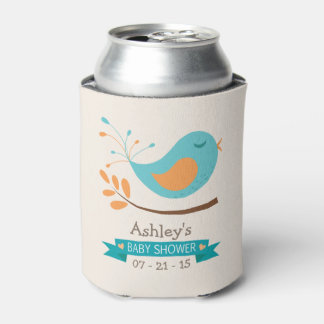 Rafraichisseur De Cannettes Oiseau turquoise et orange sur Baby shower de bran
